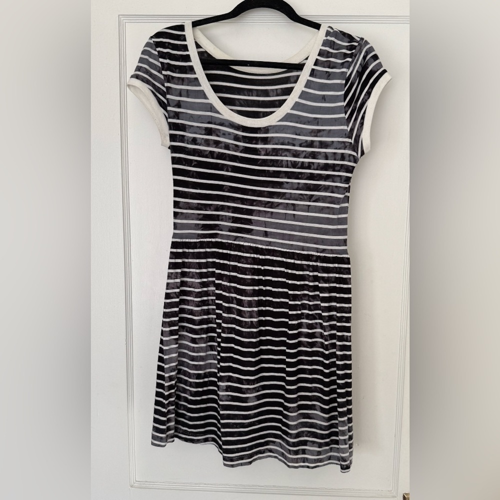 French Connection Blue & White Distressed Day Dress  Size Small